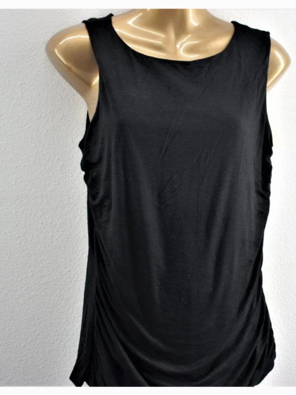 Coldwater Creek Black Bellisa Knit Ruch Side Top size S NWT